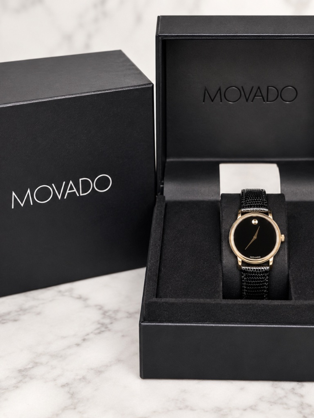 Movado Museum Classic Black Dial Mesh Watch – Original Box – Swiss Made